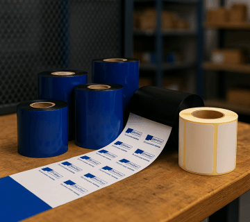 راهنمای جامع لیبل کاغذی انتخاب بین گلاسه و مات و کاربرد صحیح ریبون وکس